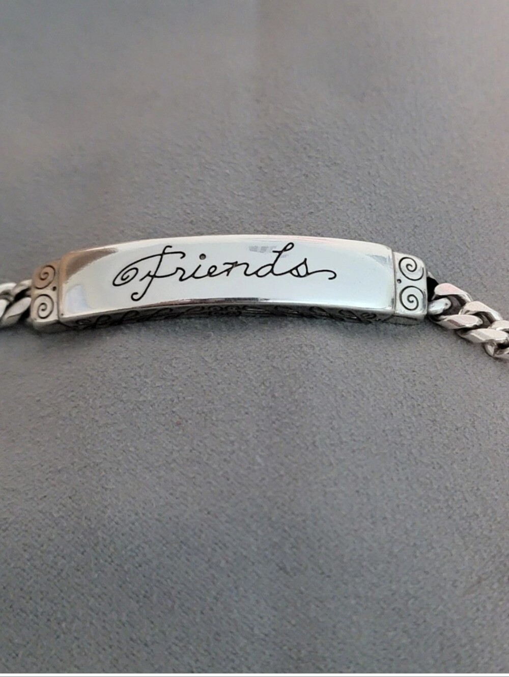 Brighton Silver Tone "Friends" ID Cuban Link Bracelet